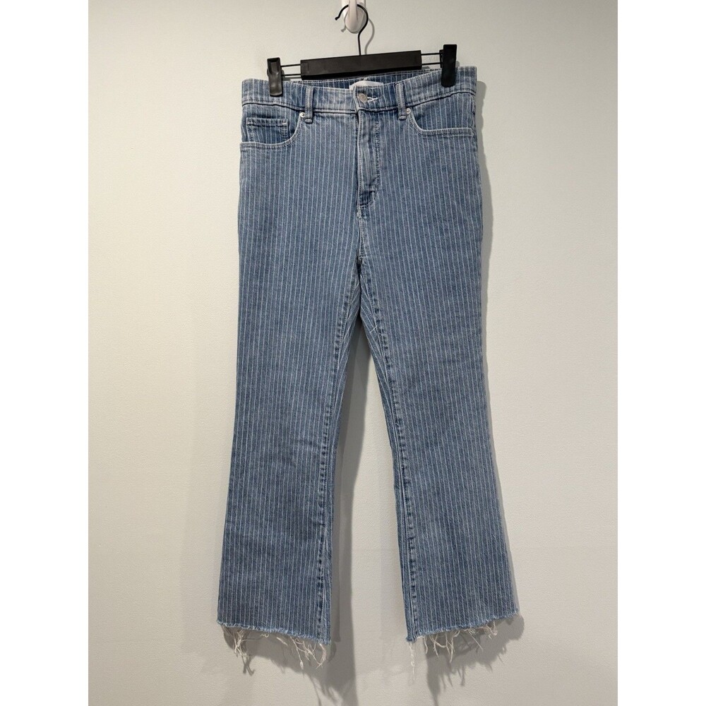 Loft The Kick Crop Jeans Women 26** Striped Cotton Stretch Indie Travel Vacation
